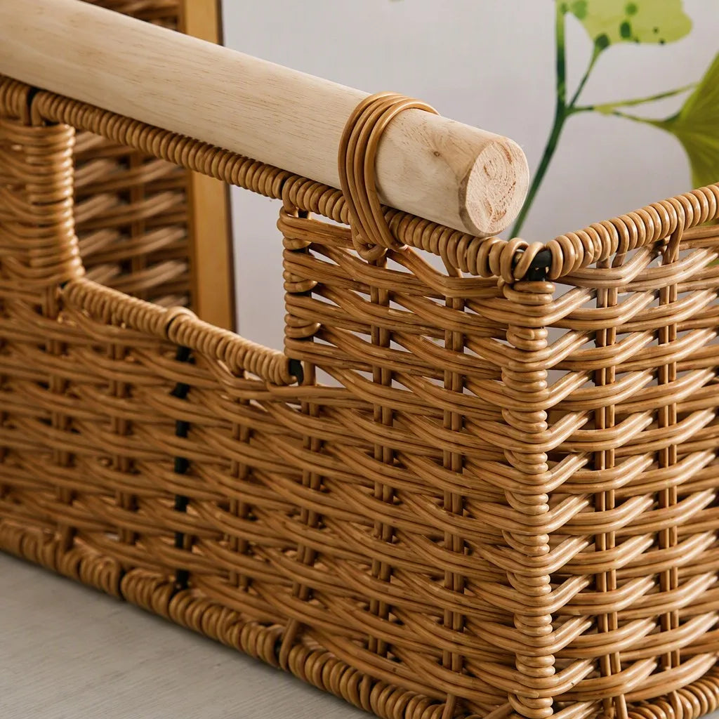 Craft detail of handwoven rattan basket