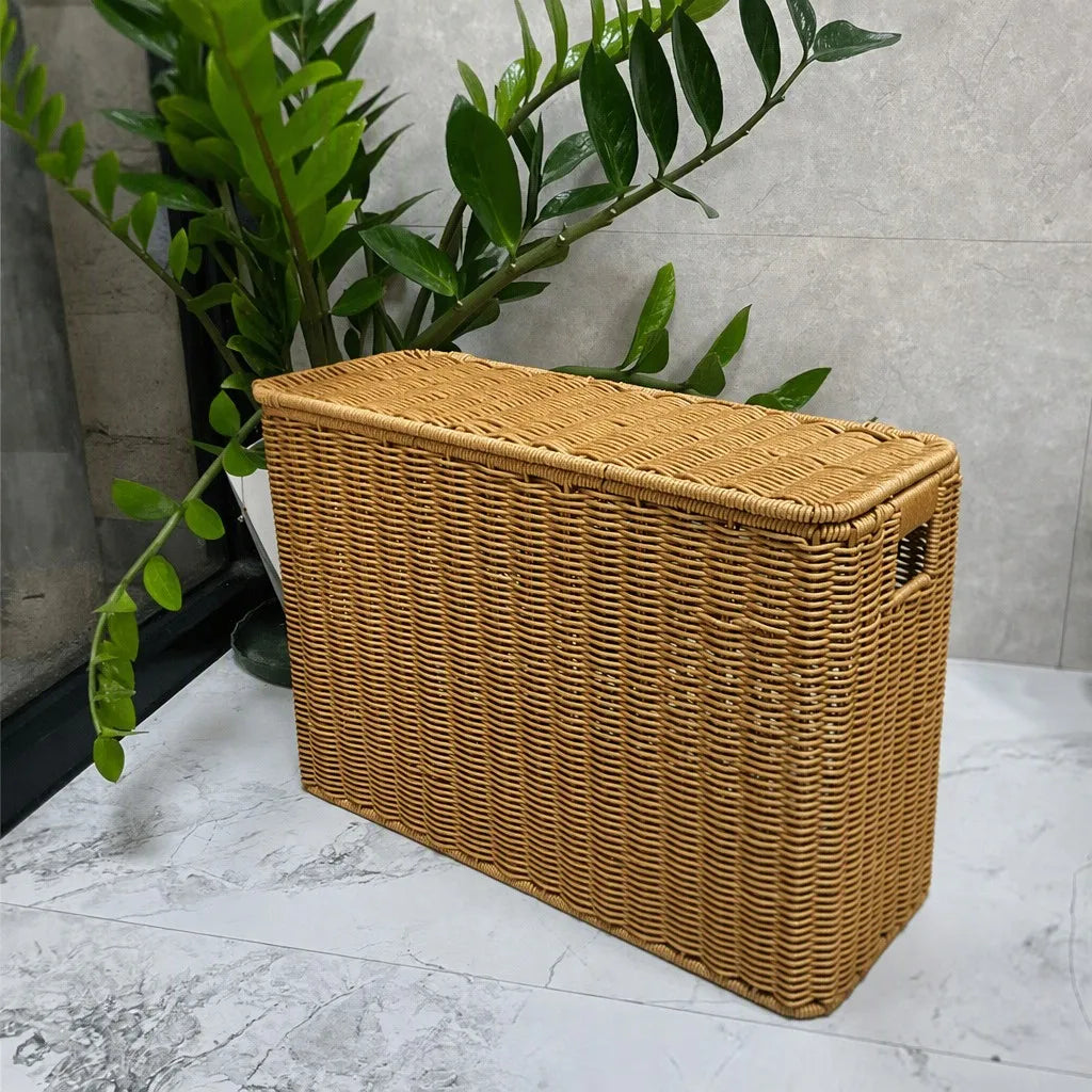 European-Style Woven Storage Bin with Handles – Wardrobe Organizer